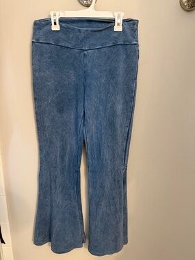 Washed Blue High-Rise Flare Jeans